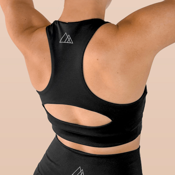Espalda de top deportivo de alta compresión negro