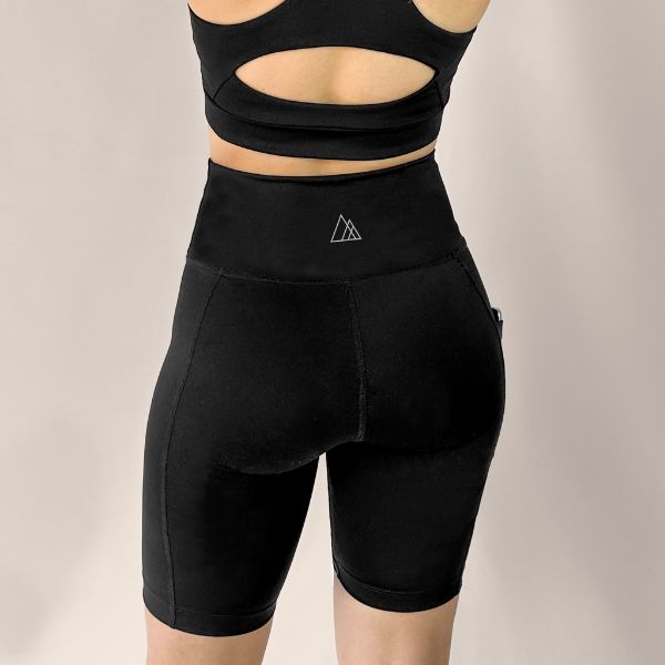 Posterior de biker deportivo negro con bolsillo lateral